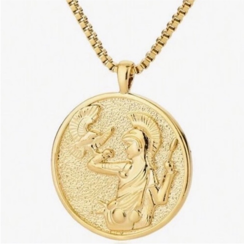 New! Gold Greek Goddess Athena Charm Pendant Necklace (3041) NWOT - Picture 2 of 3